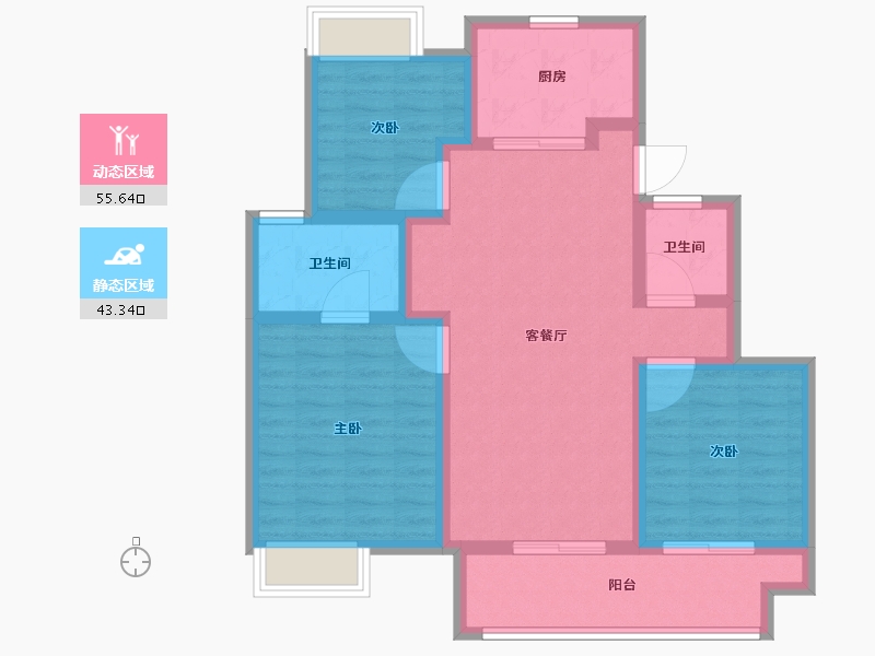 江苏省-镇江市-万科金域蓝湾-88.01-户型库-动静分区