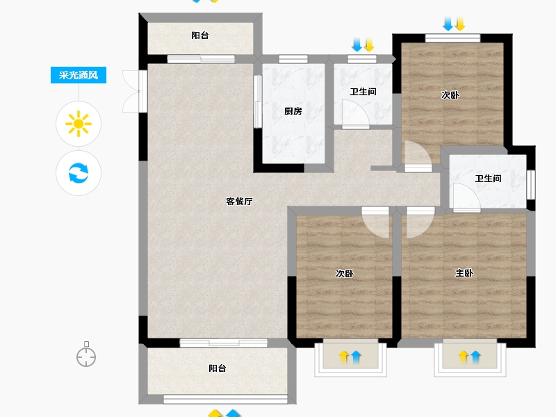 安徽省-安庆市-颐高·智慧城-87.70-户型库-采光通风