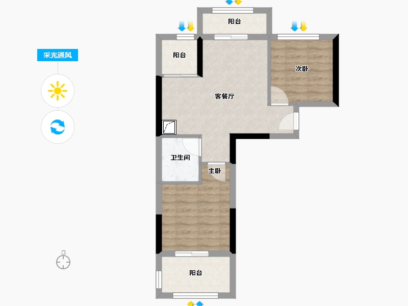 湖北省-黄冈市-润嘉·阳光城-51.96-户型库-采光通风