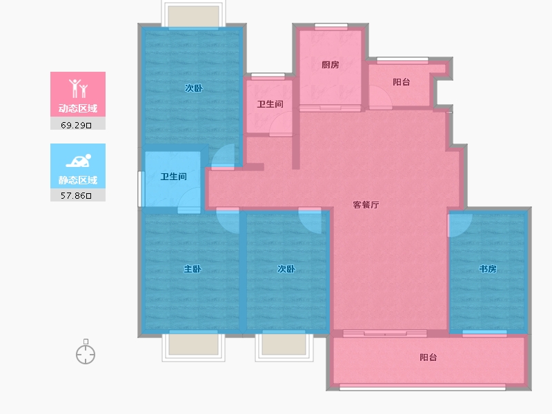 江苏省-淮安市-春和园-113.36-户型库-动静分区