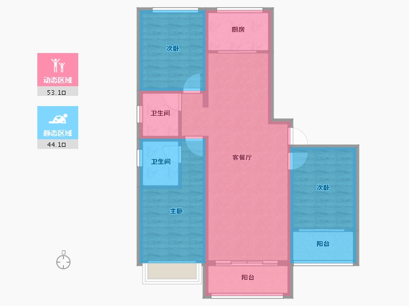 河北省-石家庄市-水韵华庭-86.68-户型库-动静分区