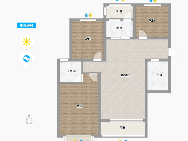 陕西省-铜川市-中弈家-120.00-户型库-采光通风