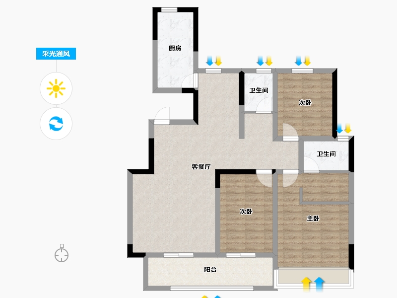 河南省-安阳市-久巢阿丽拉花园-101.39-户型库-采光通风