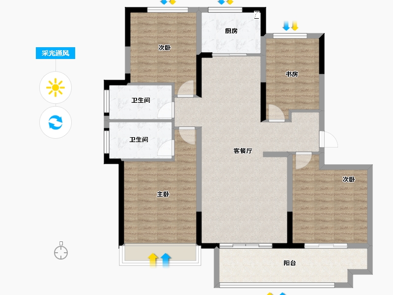 山东省-淄博市-明发桃花源著-120.00-户型库-采光通风