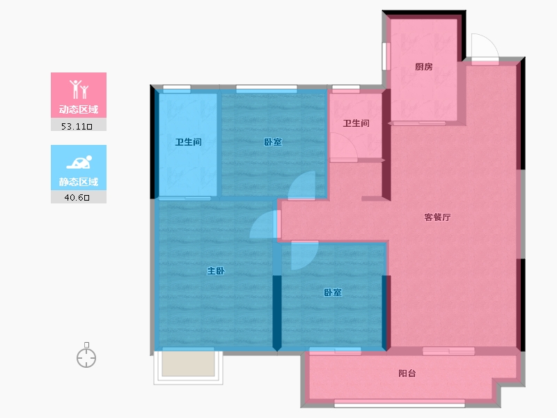 湖北省-黄冈市-卓尔·黄冈客厅-84.00-户型库-动静分区