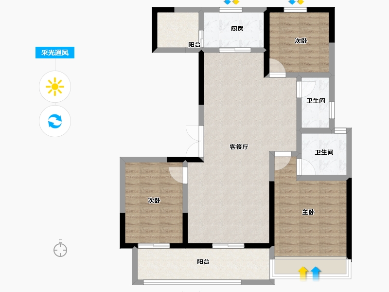 河南省-安阳市-久巢阿丽拉花园-98.40-户型库-采光通风