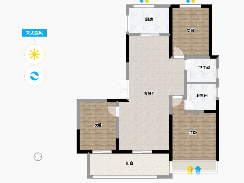 河南省-安阳市-久巢阿丽拉花园-103.20-户型库-采光通风