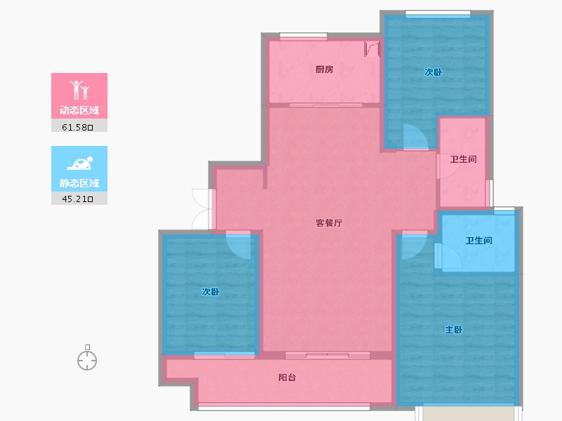 山东省-淄博市-荣盛花语江南-95.96-户型库-动静分区