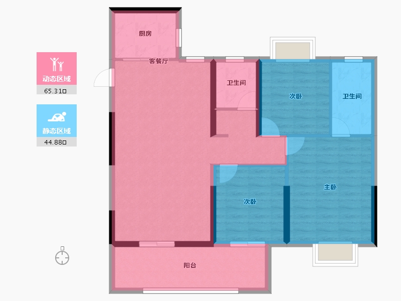 湖北省-黄冈市-麻城升华·翡翠一品-99.58-户型库-动静分区