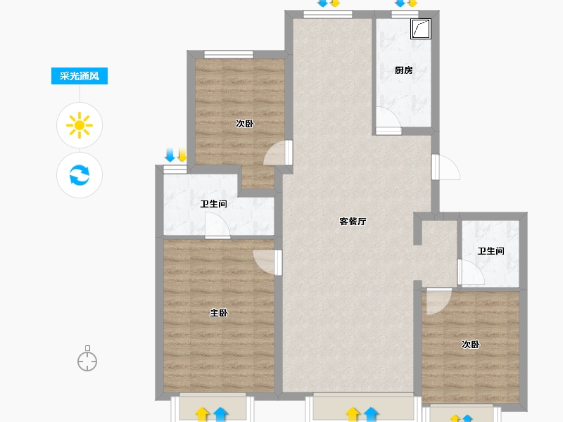 河北省-保定市-爱情城-96.64-户型库-采光通风