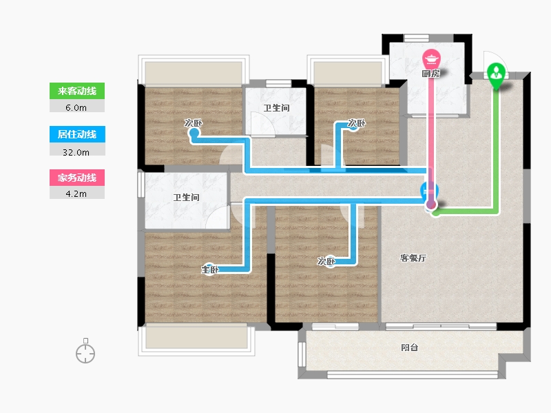 贵州省-遵义市-万达生态城-108.80-户型库-动静线