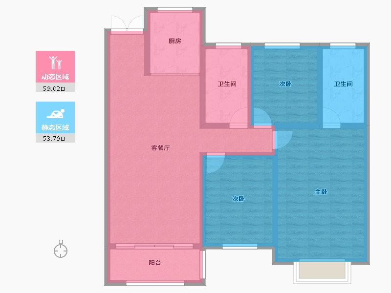 河南省-漯河市-坤恒金色年华-100.96-户型库-动静分区