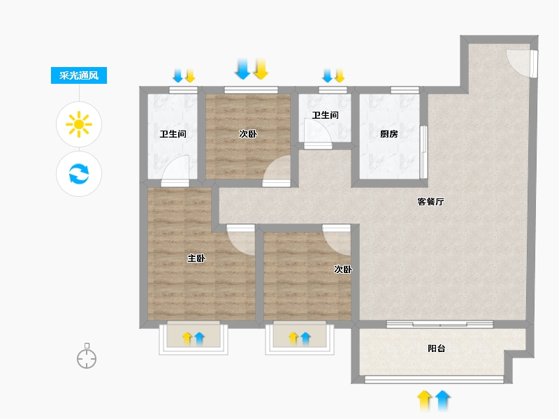 江苏省-镇江市-万科金域蓝湾-92.01-户型库-采光通风