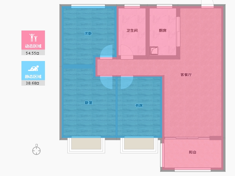 山东省-淄博市-金鼎绿城四期-83.07-户型库-动静分区