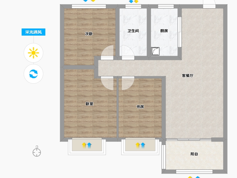 山东省-淄博市-金鼎绿城四期-83.07-户型库-采光通风