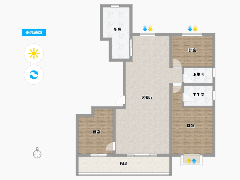 甘肃省-天水市-方大·皇城名府-117.37-户型库-采光通风