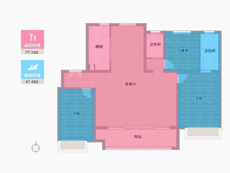 山东省-淄博市-蓝光雍锦半岛-112.76-户型库-动静分区