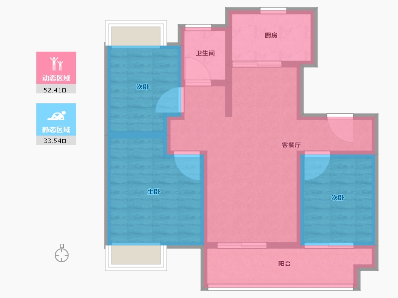 江苏省-镇江市-万科金域蓝湾-76.00-户型库-动静分区