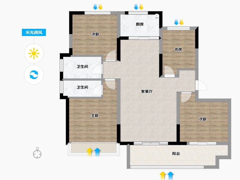 山东省-淄博市-明发桃花源著-108.80-户型库-采光通风