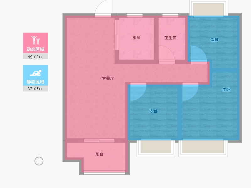 江苏省-镇江市-万科金域蓝湾-71.21-户型库-动静分区