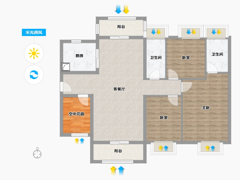 广东省-江门市-新会保利西海岸-104.52-户型库-采光通风