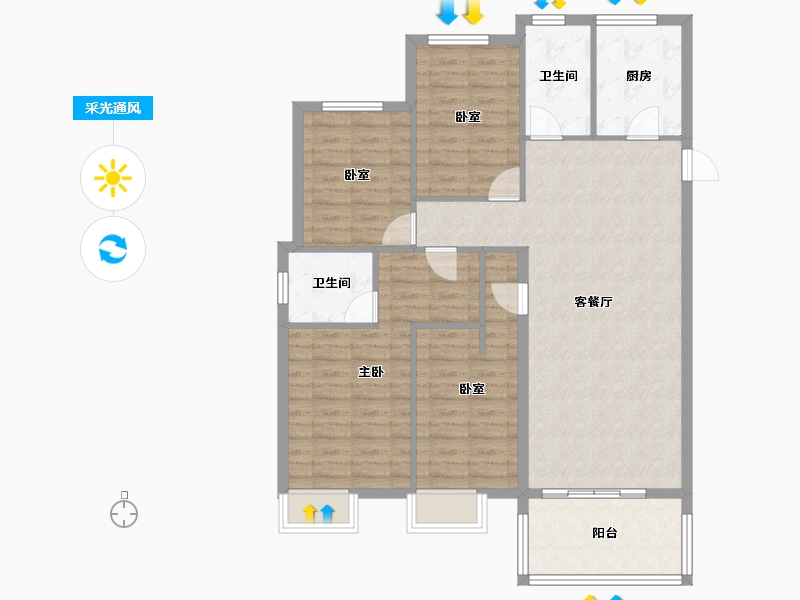 山东省-菏泽市-国璟府-104.46-户型库-采光通风