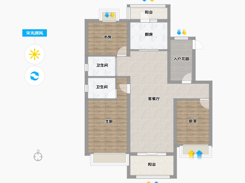 陕西省-渭南市-碧桂园同州首府-100.00-户型库-采光通风