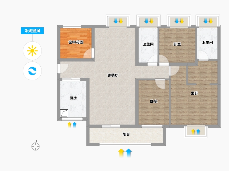 广东省-江门市-新会保利西海岸-102.37-户型库-采光通风