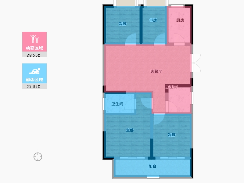 江苏省-淮安市-国联·和悦府-83.65-户型库-动静分区