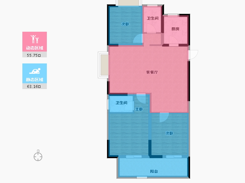 江苏省-淮安市-国联·和悦府-107.32-户型库-动静分区