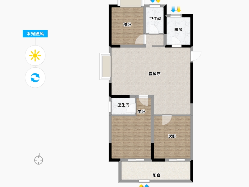 江苏省-淮安市-国联·和悦府-107.32-户型库-采光通风