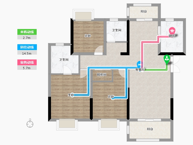 湖北省-黄冈市-泰鼎公馆-102.40-户型库-动静线