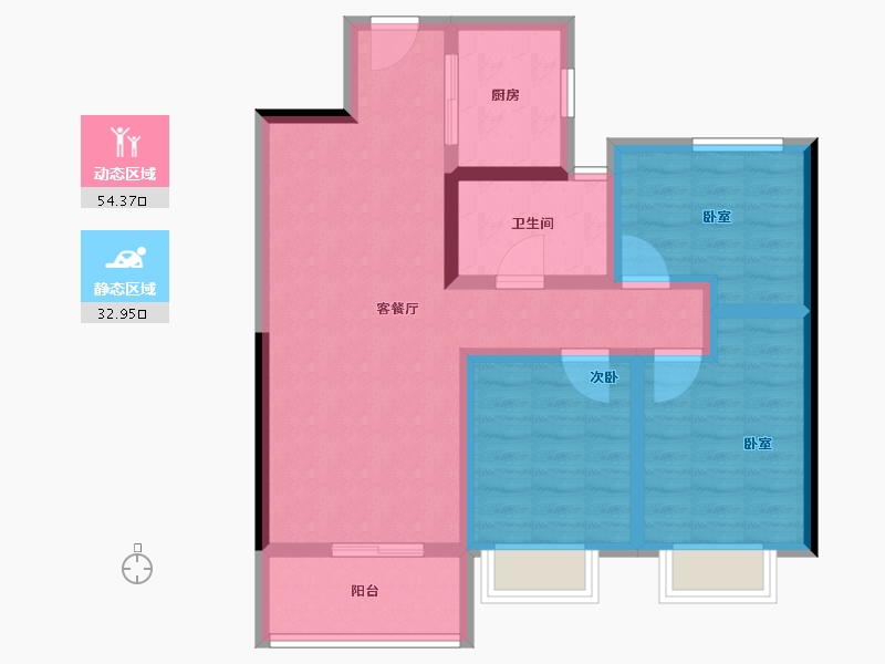 湖北省-鄂州市-融创澜岸大观-76.80-户型库-动静分区