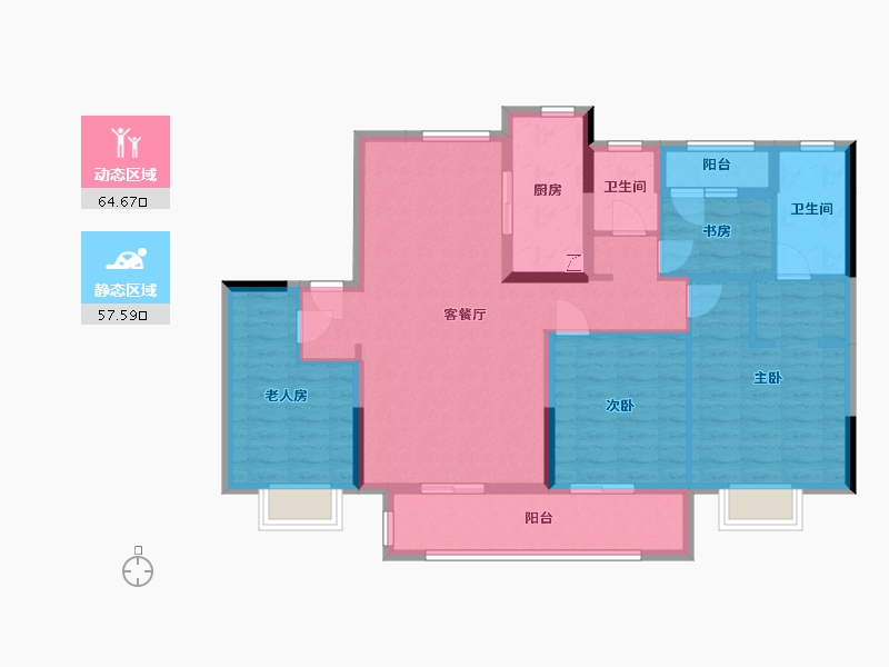 浙江省-宁波市-杭州湾碧桂园·中南海上传奇-115.00-户型库-动静分区