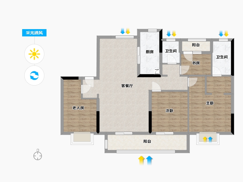 浙江省-宁波市-杭州湾碧桂园·中南海上传奇-115.00-户型库-采光通风