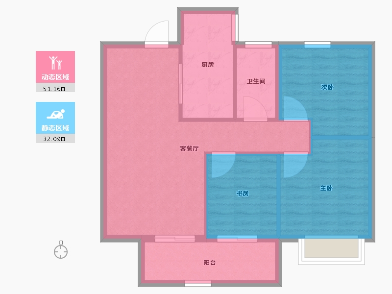 江苏省-淮安市-御景学府-75.43-户型库-动静分区