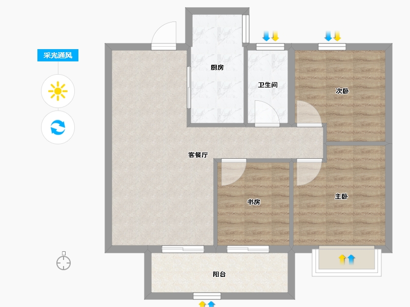 江苏省-淮安市-御景学府-75.43-户型库-采光通风