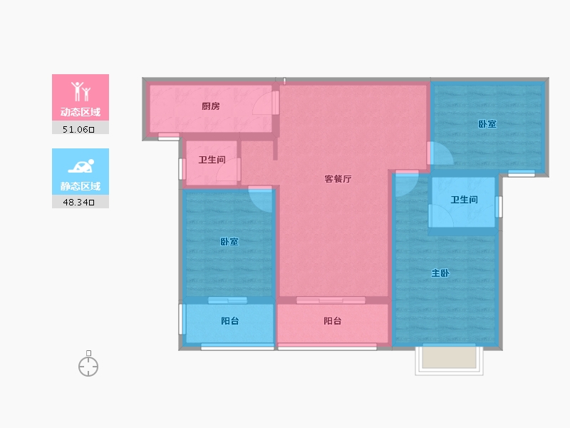 陕西省-渭南市-山水观园-88.00-户型库-动静分区