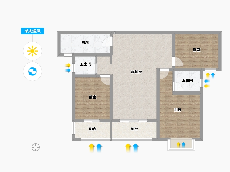 陕西省-渭南市-山水观园-88.00-户型库-采光通风