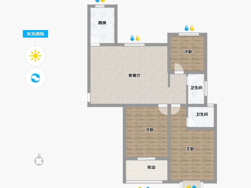 河南省-安阳市-旺龙荣盛华府-100.50-户型库-采光通风