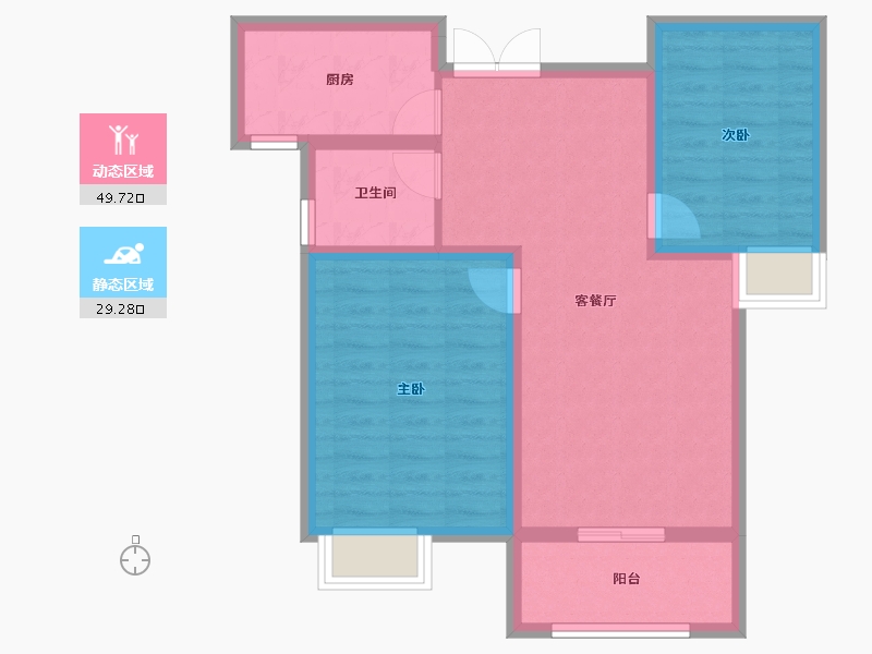 河南省-安阳市-旺龙荣盛华府-70.40-户型库-动静分区