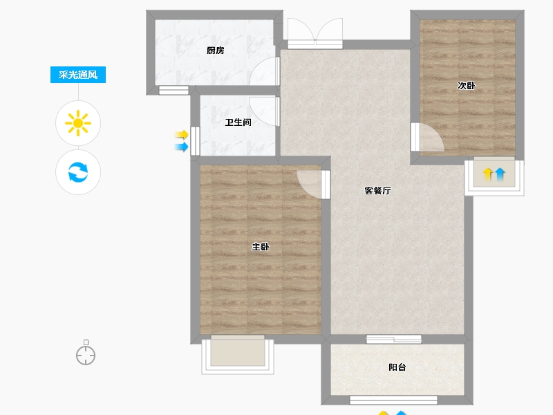 河南省-安阳市-旺龙荣盛华府-70.40-户型库-采光通风