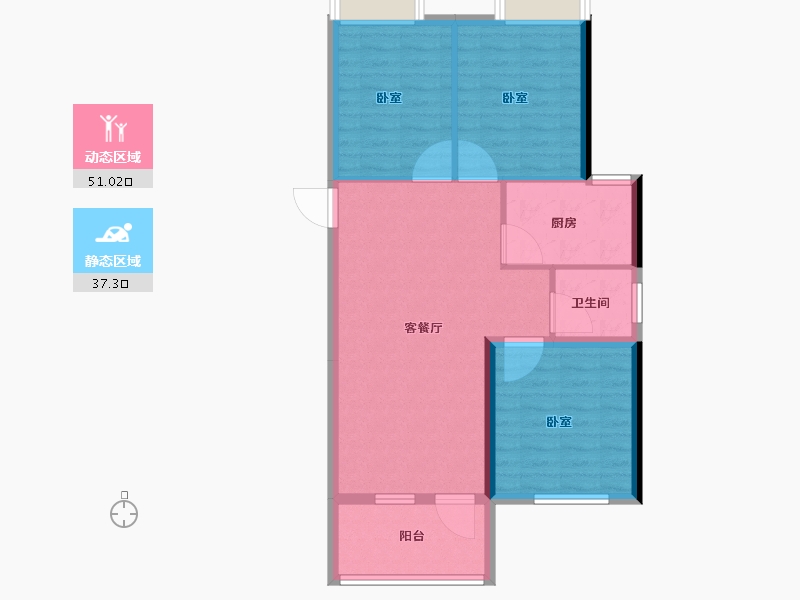 湖北省-鄂州市-紫菱东岸-80.00-户型库-动静分区