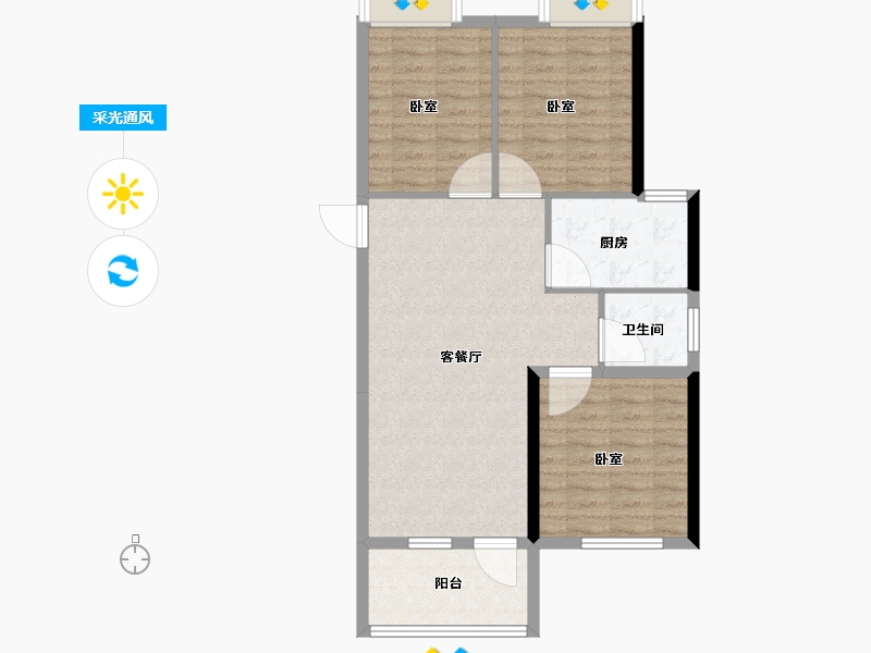 湖北省-鄂州市-紫菱东岸-80.00-户型库-采光通风