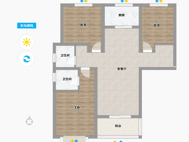 陕西省-渭南市-山水观园-88.23-户型库-采光通风