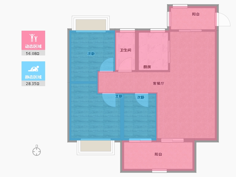 江苏省-淮安市-御景学府-76.23-户型库-动静分区