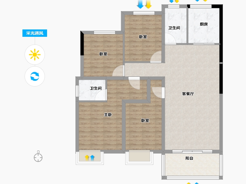 山东省-菏泽市-国璟府-103.00-户型库-采光通风