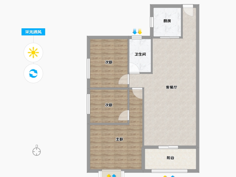 湖北省-黄冈市-中意富丽水岸-85.10-户型库-采光通风