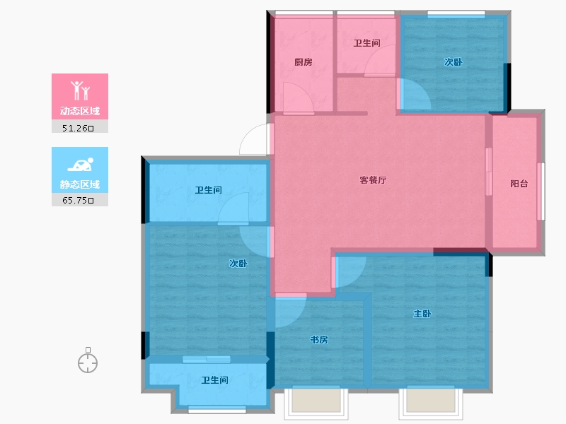 浙江省-湖州市-龙熙府-104.72-户型库-动静分区