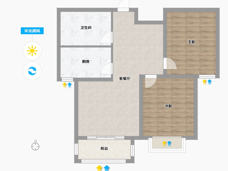 山西省-太原市-晋阳五隆府-77.60-户型库-采光通风